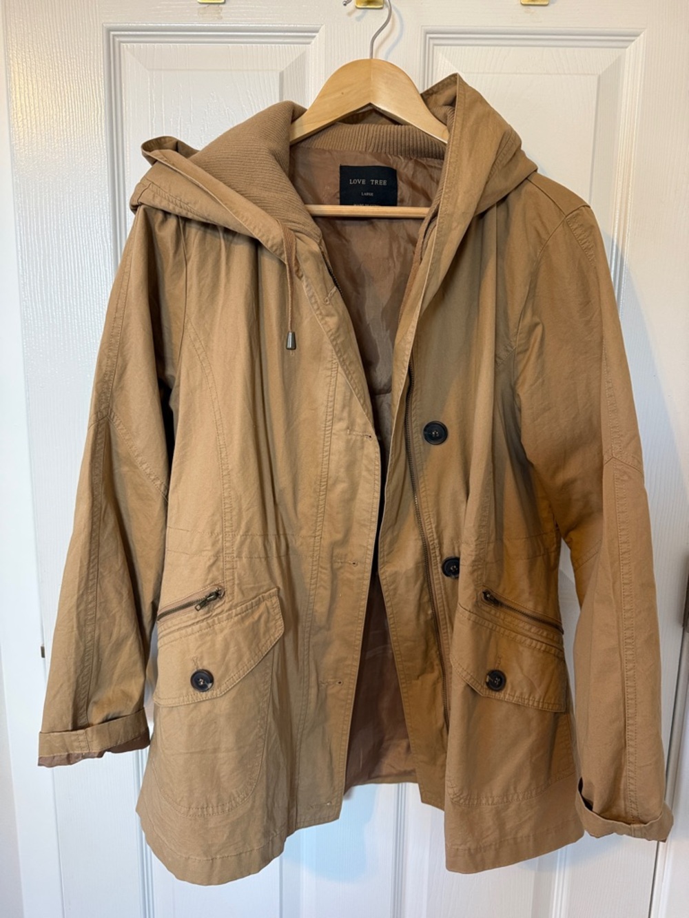 Love Tree Tan Hooded Utility Jacket